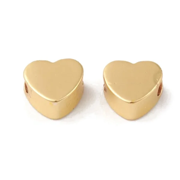 18k gold plated brass heart spacer beads | manik tembaga model hati lapis emas