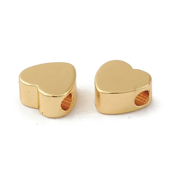 18k gold plated brass heart spacer beads | manik tembaga model hati lapis emas