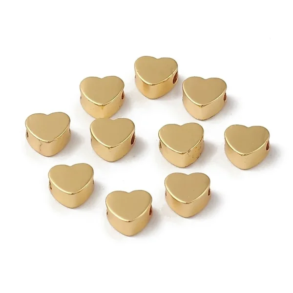 18k gold plated brass heart spacer beads | manik tembaga model hati lapis emas