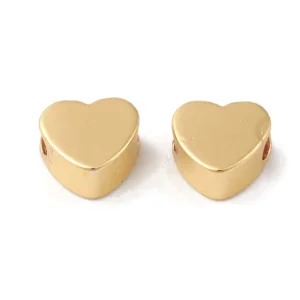 18k gold plated brass heart spacer beads | manik tembaga model hati lapis emas