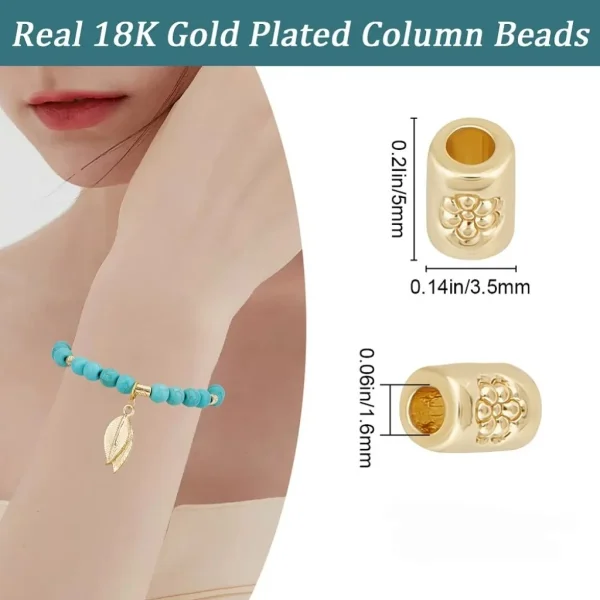 18k gold plated brass column bead spacer | manik tabung lapis emas