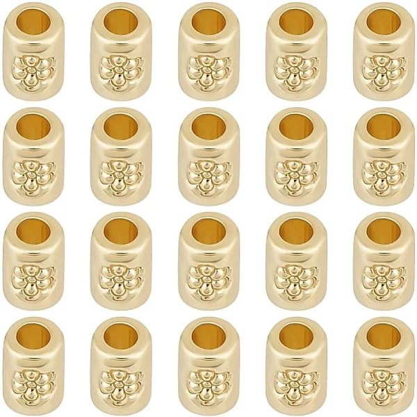 18k gold plated brass column bead spacer | manik tabung lapis emas