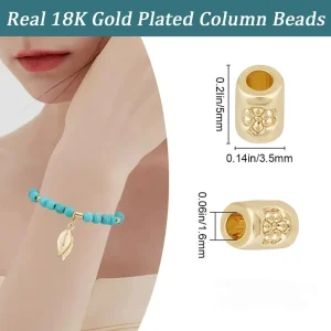 18k gold plated brass column bead spacer | manik tabung lapis emas