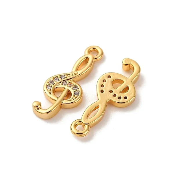 Musical Note 18k gold plated brass cubic zirconia charm liontin | charm musik cz