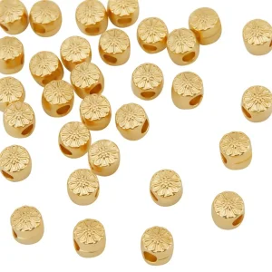 18k gold plated brass barrel with flower beads | manik lapis emas motif bunga