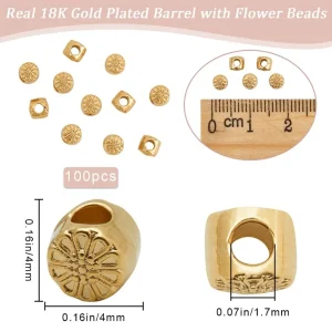 18k gold plated brass barrel with flower beads | manik lapis emas motif bunga