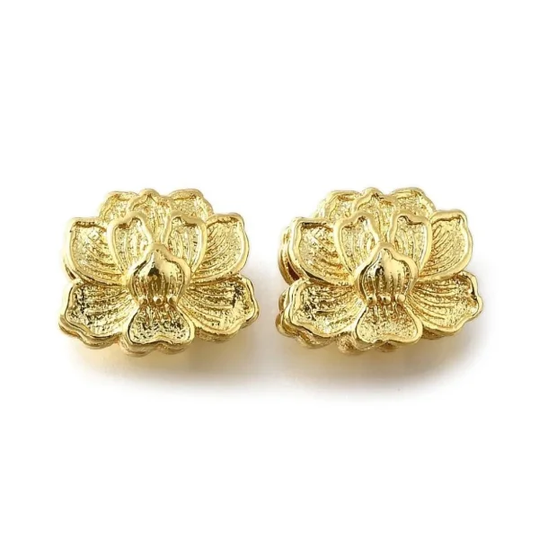 Brass real gold plating lotus big beads | manik lotus lapis emas ukuran besar