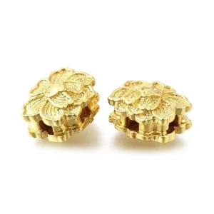 Brass real gold plating lotus big beads | manik lotus lapis emas ukuran besar