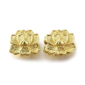 Brass real gold plating lotus big beads | manik lotus lapis emas ukuran besar