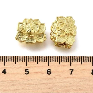 Brass real gold plating lotus big beads | manik lotus lapis emas ukuran besar