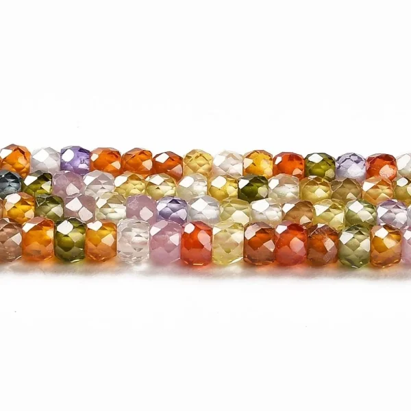 Cubic zirconia mix color faceted rondelle beads | manik zircon asli warna warni