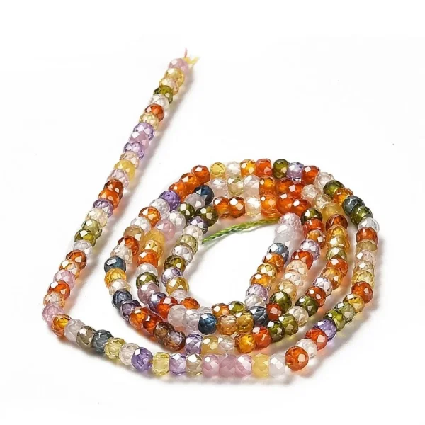 Cubic zirconia mix color faceted rondelle beads | manik zircon asli warna warni