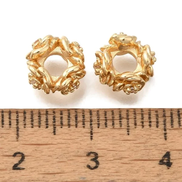 Flower 18k gold plated brass cz beads | manik bunga zircon