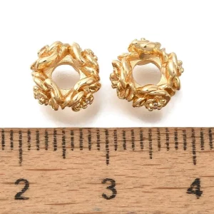 Flower 18k gold plated brass cz beads | manik bunga zircon