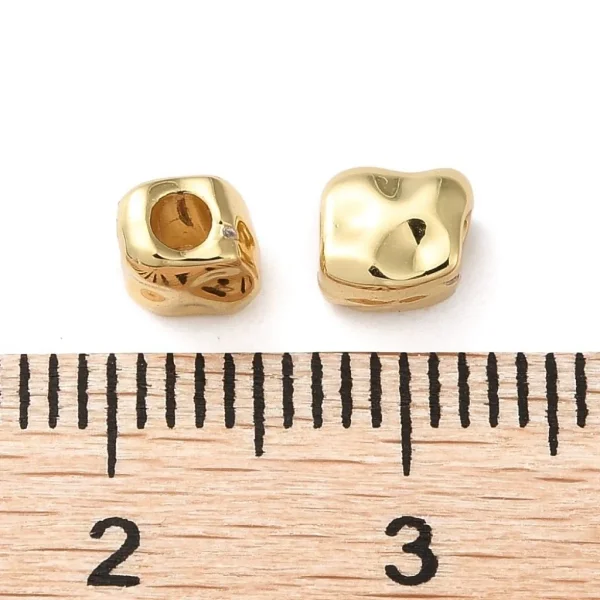 18k gold plated brass rectangle texture beads | manik persegi lapis emas