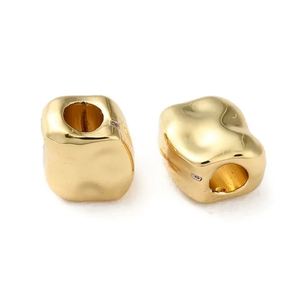 18k gold plated brass rectangle texture beads | manik persegi lapis emas
