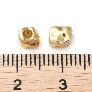18k gold plated brass rectangle texture beads | manik persegi lapis emas