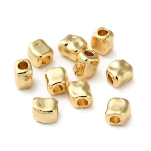 18k gold plated brass rectangle texture beads | manik persegi lapis emas