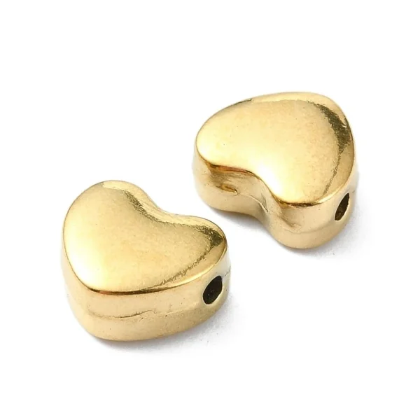 304 stainless steel 18k gold plated heart beads | manik stainless hati emas