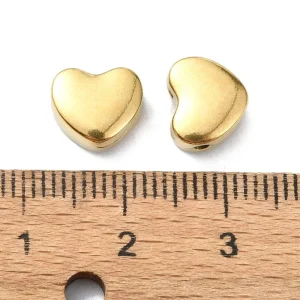 304 stainless steel 18k gold plated heart beads | manik stainless hati emas