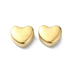 304 stainless steel 18k gold plated heart beads | manik stainless hati emas