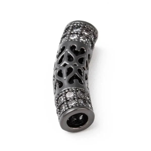 Mixed color brass curved tube cz beads | manik tabung zircon