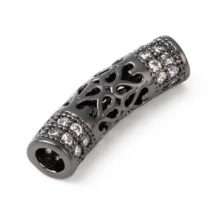 Mixed color brass curved tube cz beads | manik tabung zircon