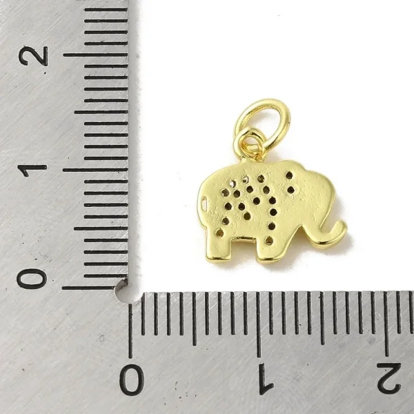 Elephant Brass Micro Pave Clear CZ charm liontin, Real 18K Gold Plated | charms gajah zircon