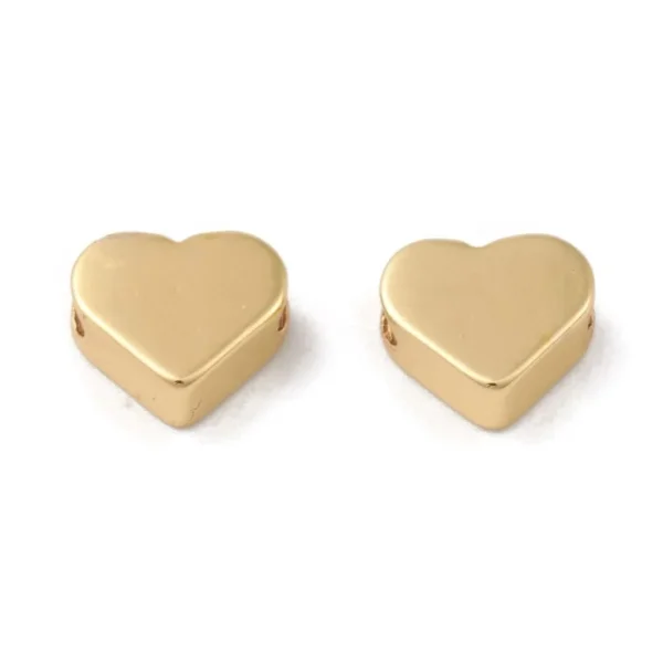18k gold plated brass heart spacer beads