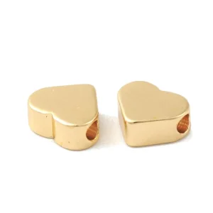 18k gold plated brass heart spacer beads