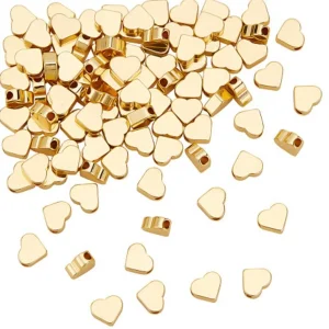 18k gold plated brass heart spacer beads