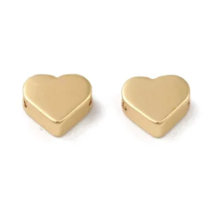 18k gold plated brass heart spacer beads