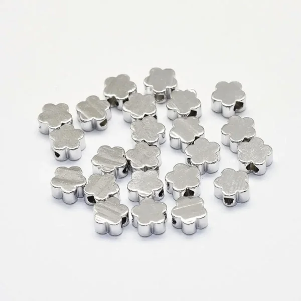 Real platinum plated brass flower beads