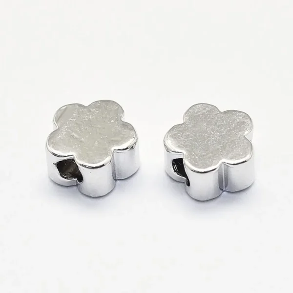 Real platinum plated brass flower beads