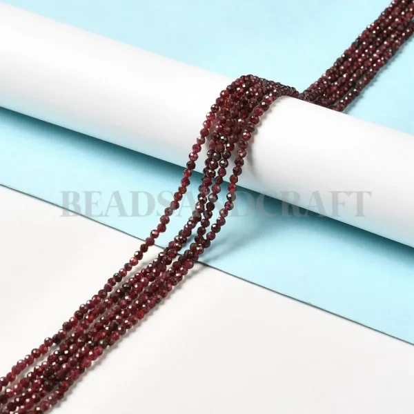 PO - Natural red garnet faceted round beads | batu alam garnet