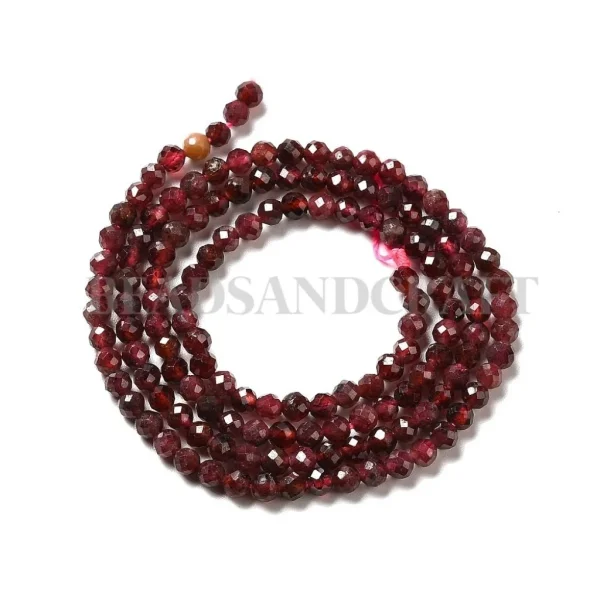 PO - Natural red garnet faceted round beads | batu alam garnet