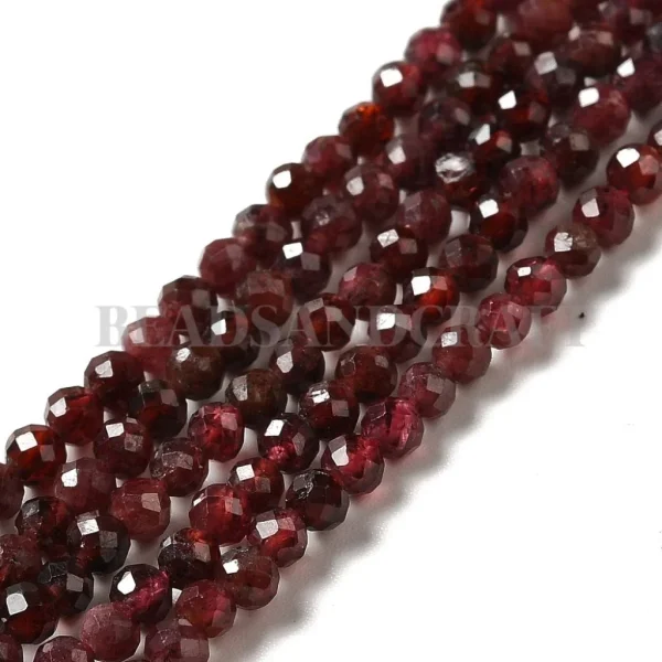 PO - Natural red garnet faceted round beads | batu alam garnet