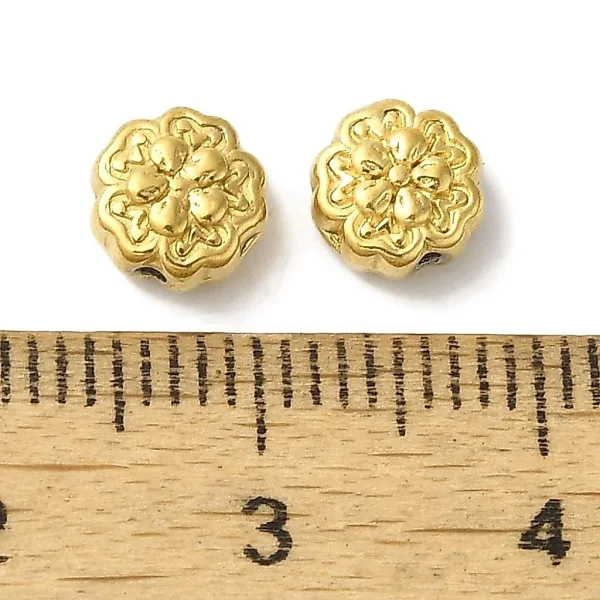 304 stainless steel flower golden beads | manik stainless bunga