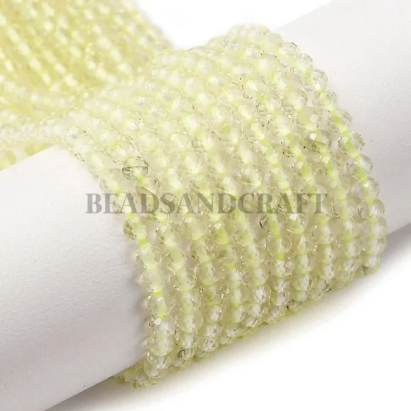 Natural lemon quartz faceted round beads