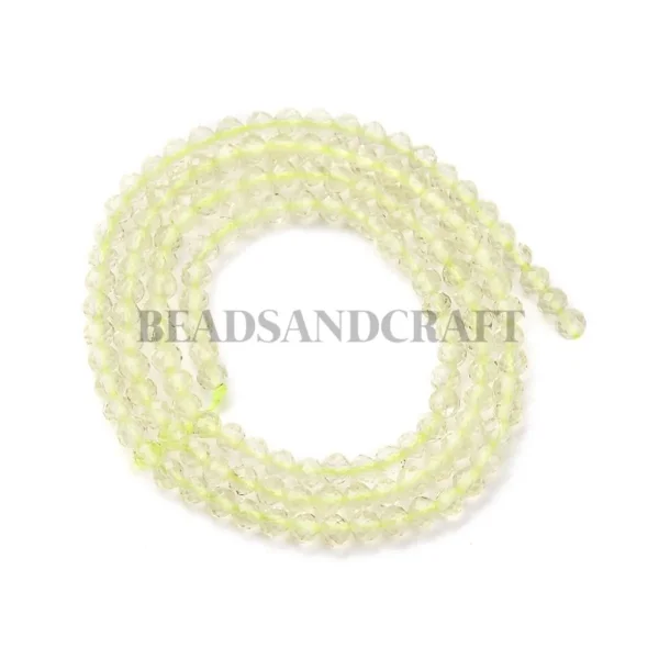 Natural lemon quartz faceted round beads