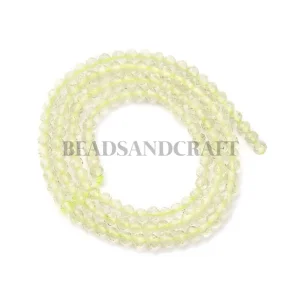 Natural lemon quartz faceted round beads