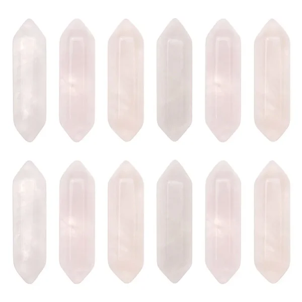 Natural rosequartz and crystal quartz double terminate point wire wrap pendant | Liontin batu diy
