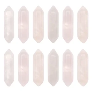 Natural rosequartz and crystal quartz double terminate point wire wrap pendant | Liontin batu diy