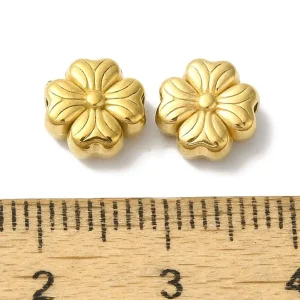 304 stainless steel gold plated clover beads (1pc) | manik stainless bunga semanggi