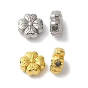 304 stainless steel gold plated clover beads (1pc) | manik stainless bunga semanggi