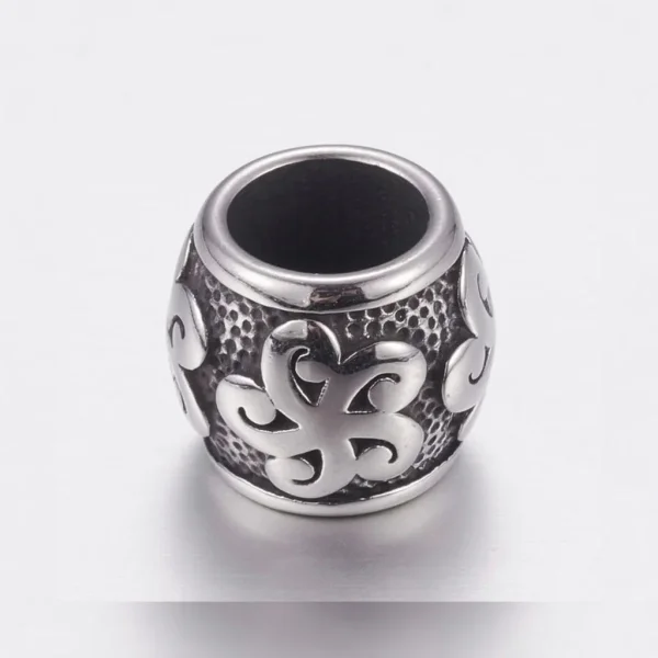304 stainless steel large hole barrel beads | manik stainless lubang besar