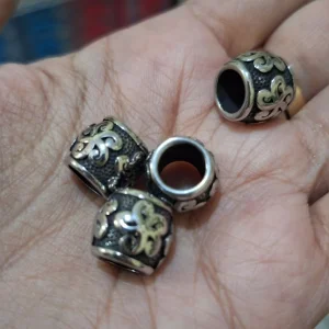304 stainless steel large hole barrel beads | manik stainless lubang besar