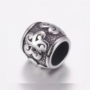 304 stainless steel large hole barrel beads | manik stainless lubang besar